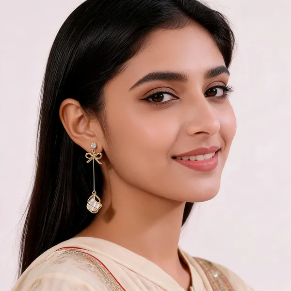 Bow_Pearl_Drop_Earrings_Elegant_Gold_Tone_Long_Dangle_Gold