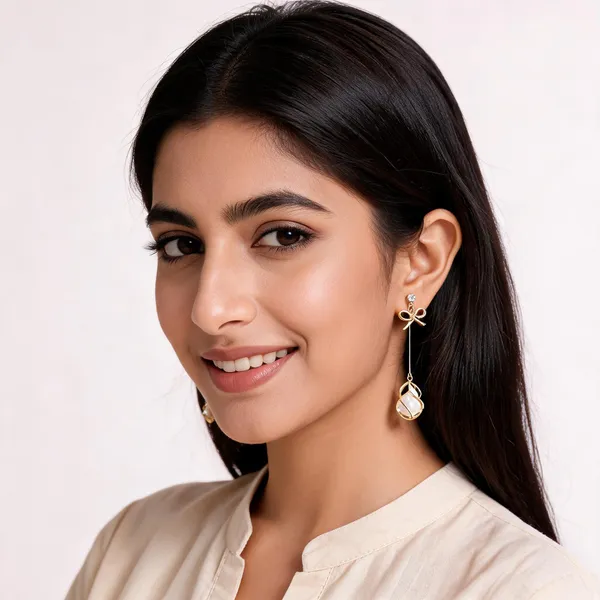Bow_Pearl_Drop_Earrings_Elegant_Gold_Tone_Long_Dangle_Gold