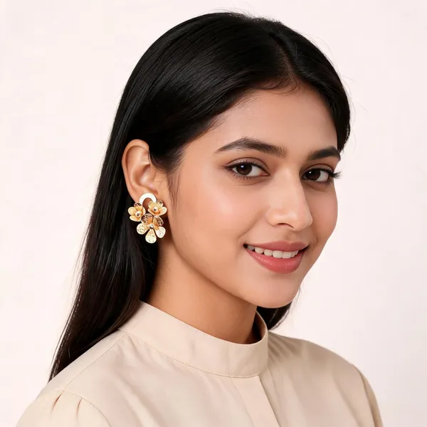 Golden_Bloom_Hammered_Texture_Floral_Stud_Earrings