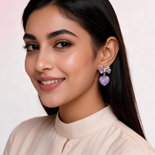 Lavender_Enamel_Bow_Heart_Dangle_Earrings