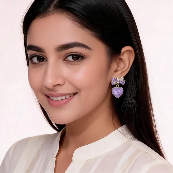 Lavender_Enamel_Bow_Heart_Dangle_Earrings