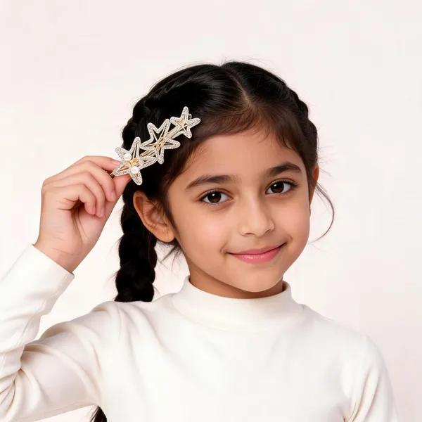 Cat_Eye_Pearl_Triple_Star_Hair_Clip_Gold_Tone