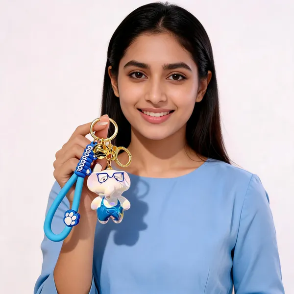 Whimsical_Geeky_Elephant_3d_Figurine_Keychain_Bag_Charm_Blue