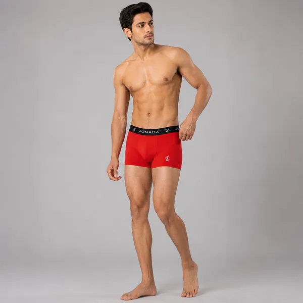 Mens_Microfiber_Modal_Lycra_Truncks_Bright_Red_With_Black_Waistband