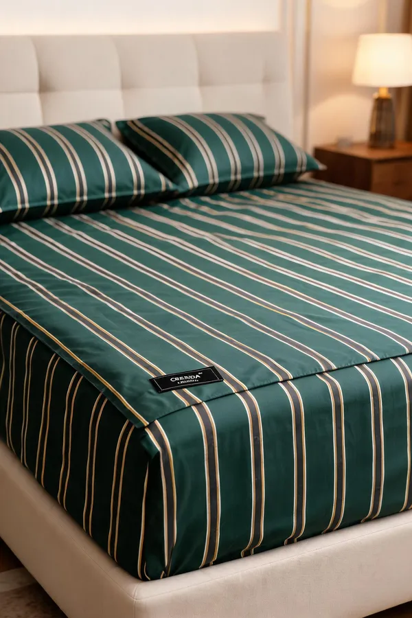 Green_&_White_Fine_Cotton_King_Size_Bedlinen_For_Home_&_Decor