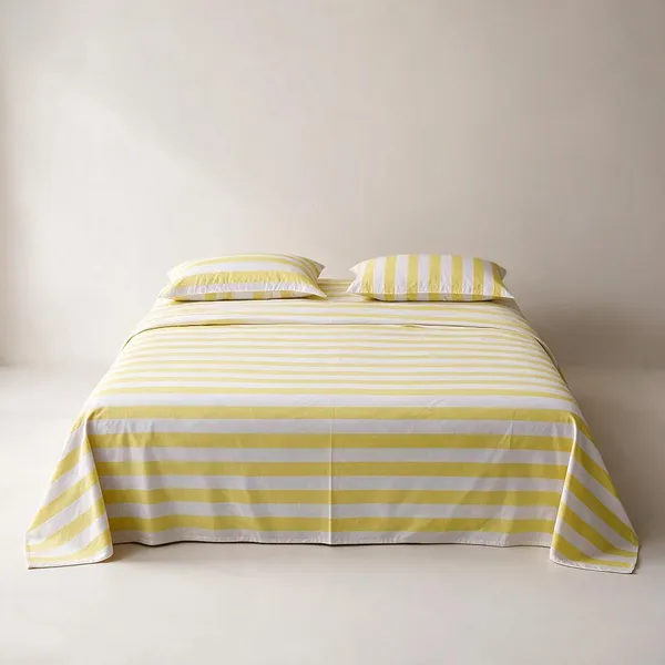Yellow_&_White_Fine_Cotton_King_Size_Bedlinen_For_Home_&_Decor