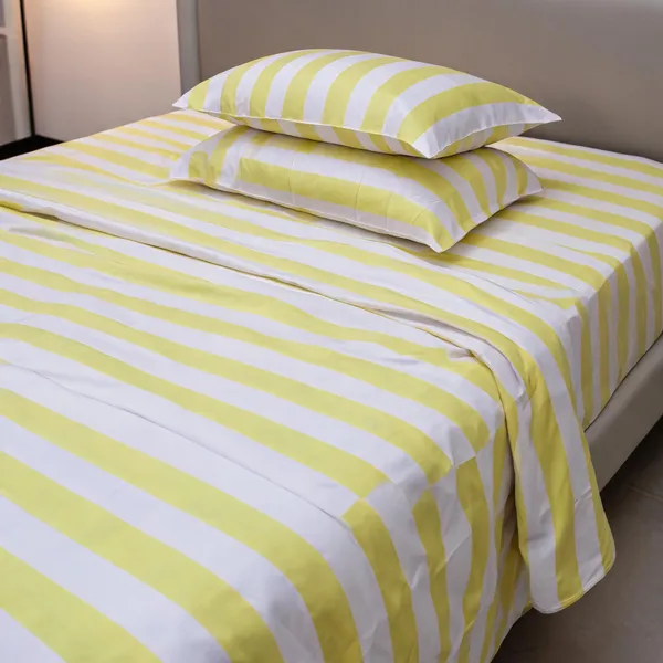 Yellow_&_White_Fine_Cotton_King_Size_Bedlinen_For_Home_&_Decor