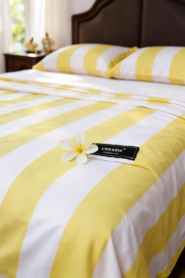 Yellow_&_White_Fine_Cotton_King_Size_Bedlinen_For_Home_&_Decor