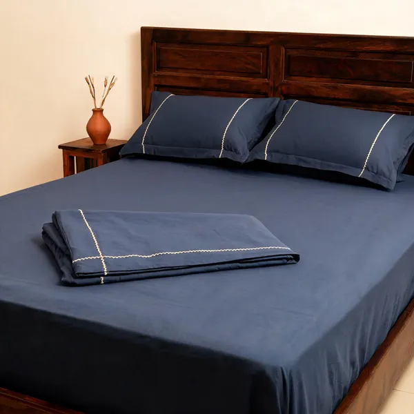 Navy_Blue_Fine_Cotton_King_Size_Bedlinen_For_Home_&_Decor
