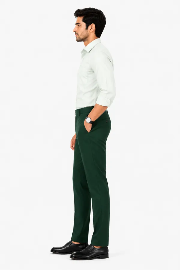 The_DS_Men's_Cotton_Touch_Regular_Fit_Casual_Trouser_|_Solid_Mid_Rise_Casual_Wear_Pant_|_Bottle_Green