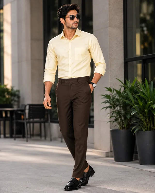 The_DS_Men's_Cotton_Touch_Regular_Fit_Casual_Trouser_|_Solid_Mid_Rise_Casual_Wear_Pant_|_Coffee
