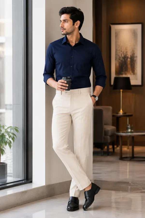 The_DS_Men's_Cotton_Touch_Regular_Fit_Casual_Trouser_|_Solid_Mid_Rise_Casual_Wear_Pant_|_Cream