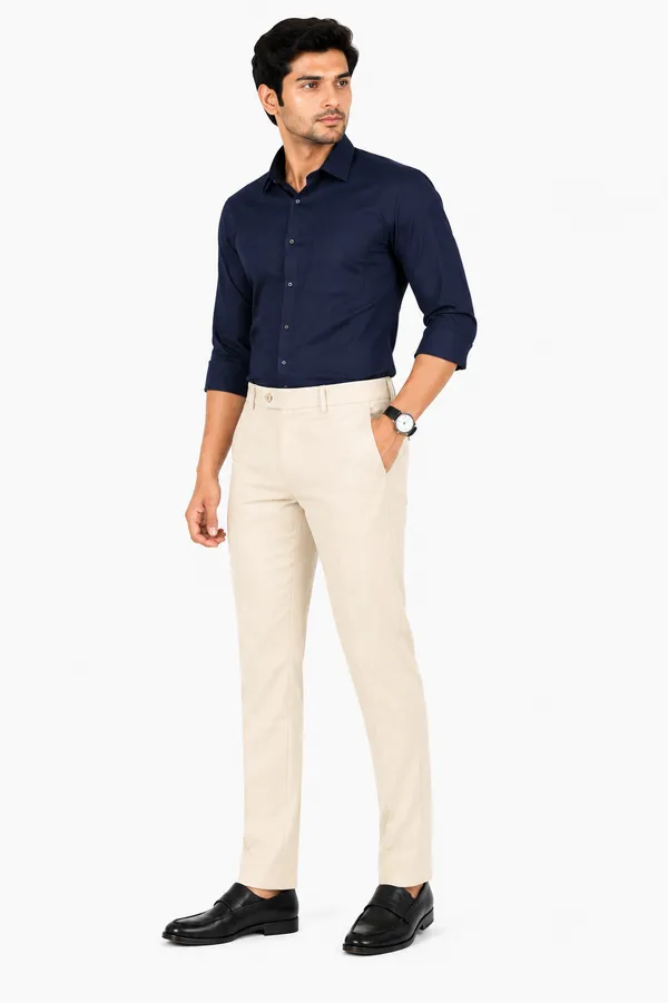 The_DS_Men's_Cotton_Touch_Regular_Fit_Casual_Trouser_|_Solid_Mid_Rise_Casual_Wear_Pant_|_Cream
