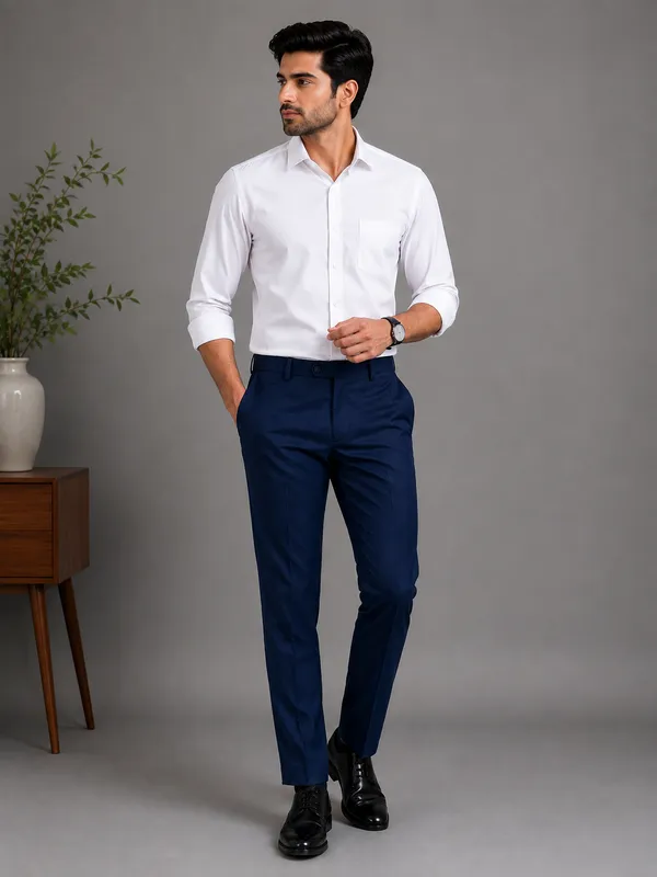 The_DS_Men's_Cotton_Touch_Regular_Fit_Casual_Trouser_|_Solid_Mid_Rise_Casual_Wear_Pant_|_Ink_Blue
