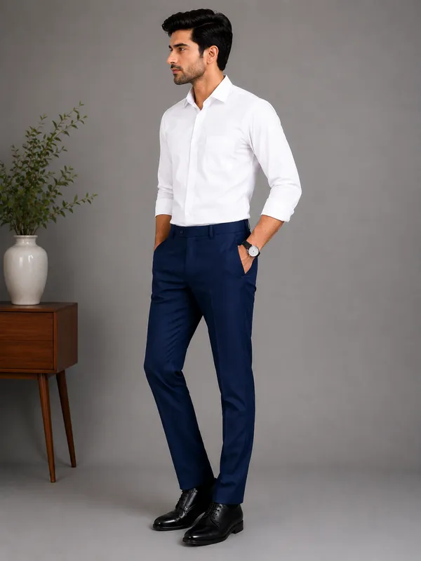 The_DS_Men's_Cotton_Touch_Regular_Fit_Casual_Trouser_|_Solid_Mid_Rise_Casual_Wear_Pant_|_Ink_Blue