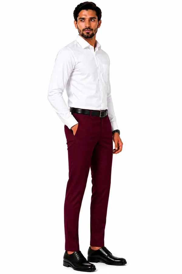 The_DS_Men's_Cotton_Touch_Regular_Fit_Casual_Trouser_|_Solid_Mid_Rise_Casual_Wear_Pant_|_Maroon