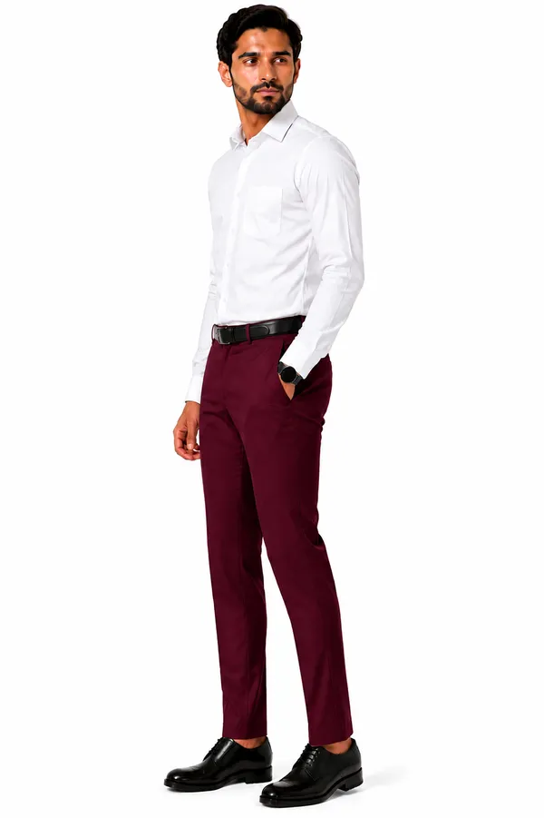 The_DS_Men's_Cotton_Touch_Regular_Fit_Casual_Trouser_|_Solid_Mid_Rise_Casual_Wear_Pant_|_Maroon