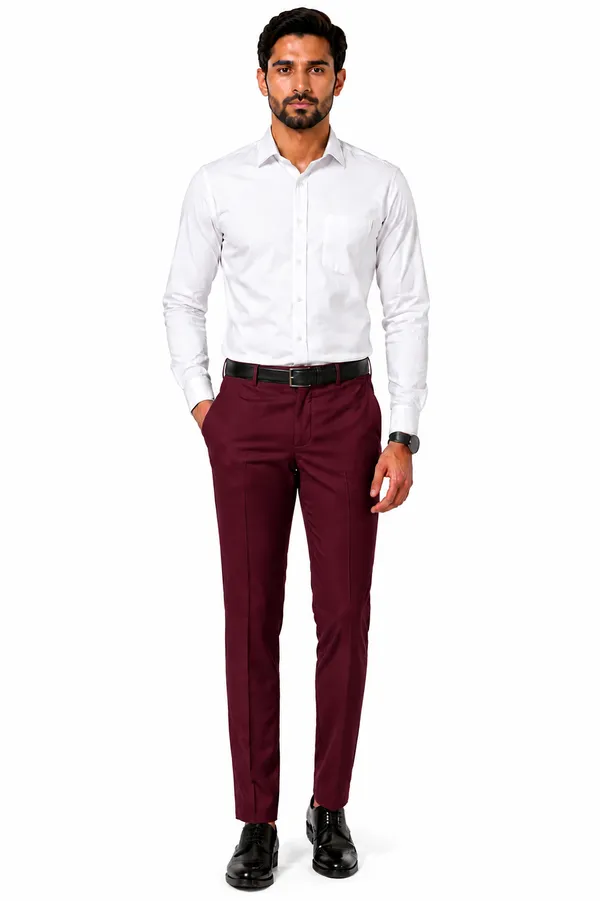 The_DS_Men's_Cotton_Touch_Regular_Fit_Casual_Trouser_|_Solid_Mid_Rise_Casual_Wear_Pant_|_Maroon