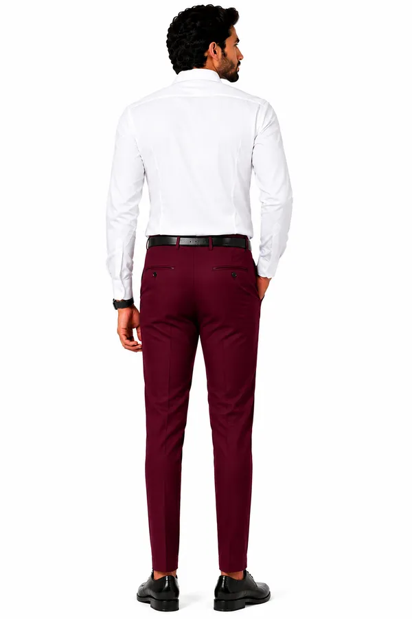 The_DS_Men's_Cotton_Touch_Regular_Fit_Casual_Trouser_|_Solid_Mid_Rise_Casual_Wear_Pant_|_Maroon