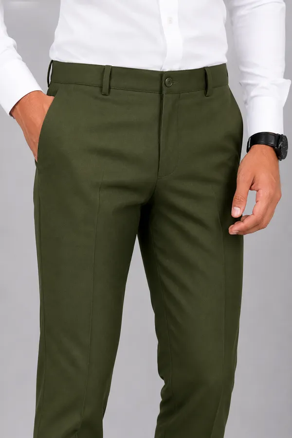 The_DS_Men's_Cotton_Touch_Regular_Fit_Casual_Trouser_|_Solid_Mid_Rise_Casual_Wear_Pant_|_Military_Green