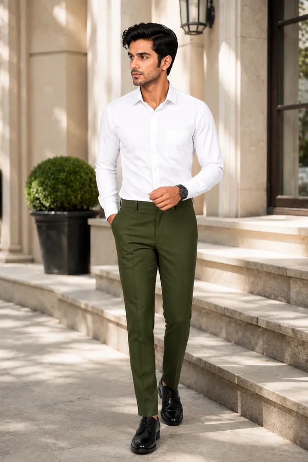 The_DS_Men's_Cotton_Touch_Regular_Fit_Casual_Trouser_|_Solid_Mid_Rise_Casual_Wear_Pant_|_Military_Green