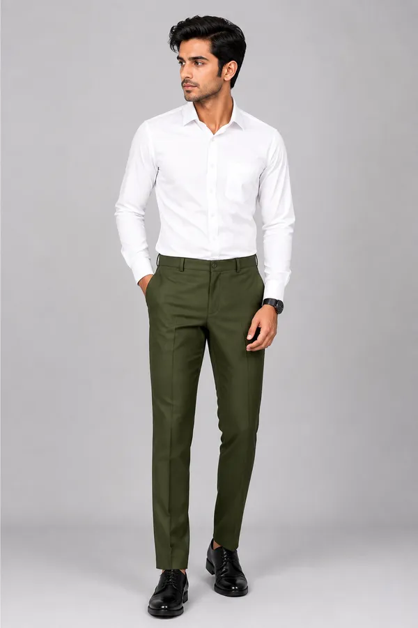 The_DS_Men's_Cotton_Touch_Regular_Fit_Casual_Trouser_|_Solid_Mid_Rise_Casual_Wear_Pant_|_Military_Green