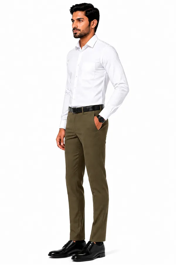 The_DS_Men's_Cotton_Touch_Regular_Fit_Casual_Trouser_|_Solid_Mid_Rise_Casual_Wear_Pant_|_Olive_Drab