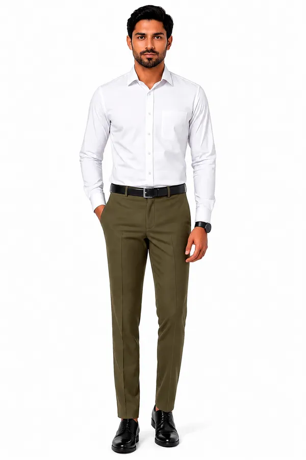 The_DS_Men's_Cotton_Touch_Regular_Fit_Casual_Trouser_|_Solid_Mid_Rise_Casual_Wear_Pant_|_Olive_Drab