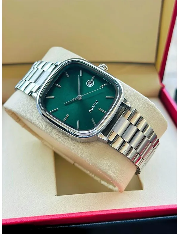 Green_Stainless_Steel_Quartz_Watch_for_Unisex