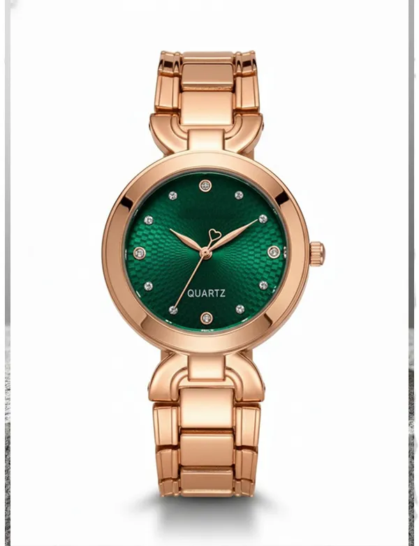 Rose_Gold_Stainless_Steel_Green_Dial_Quartz_Watch_for_Women