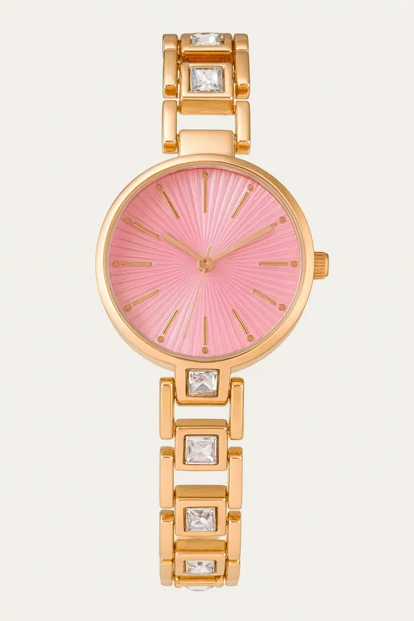Gold_Tone_Pink_Dial_Women's_Bracelet_Watch