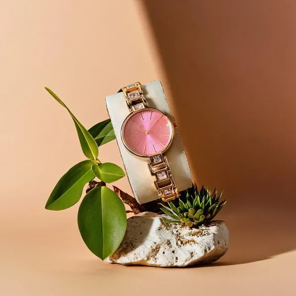 Gold_Tone_Pink_Dial_Women's_Bracelet_Watch