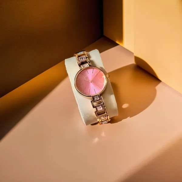Gold_Tone_Pink_Dial_Women's_Bracelet_Watch