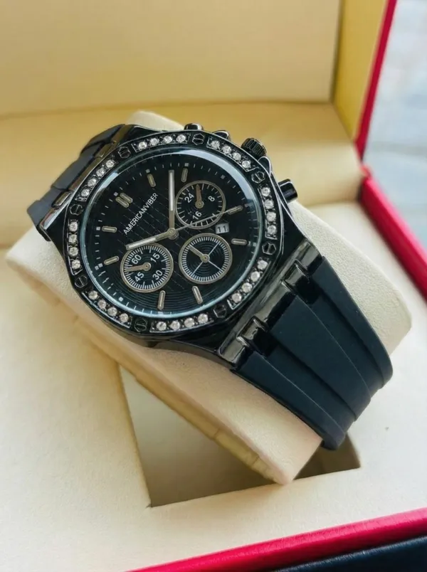 Black_Chronograph_Analog_Watch_With_Crystal_Bezel