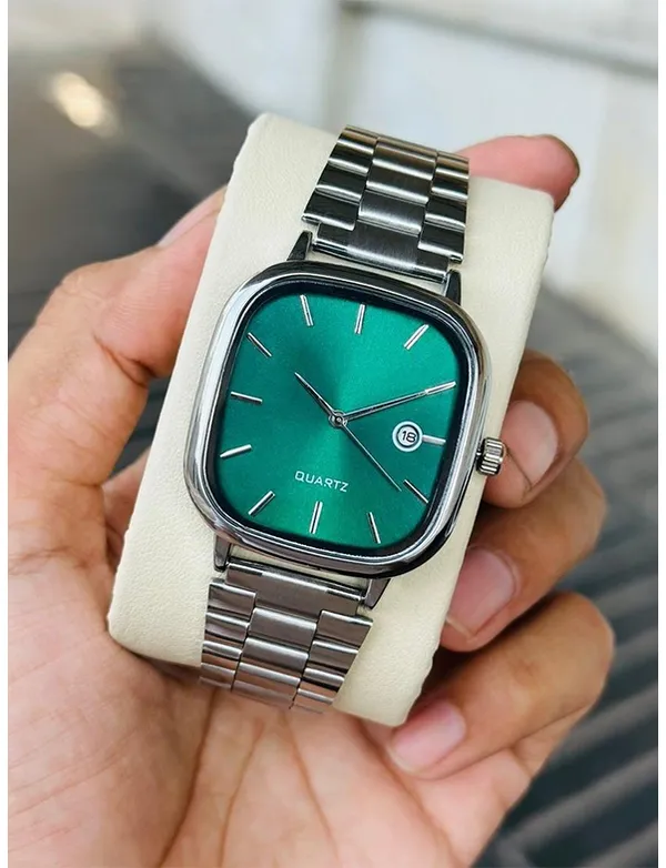 Green_Stainless_Steel_Quartz_Watch_for_Unisex