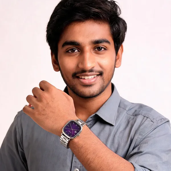 Silver_Metal_Purple_Dial_Quartz_Watch_For_Men