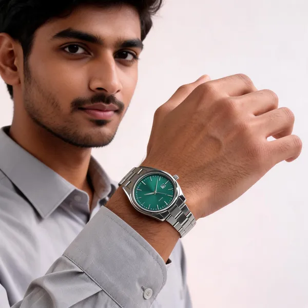 Silver_Stainless_Steel_Green_Dial_Metal_Bracelet_Analog_Watch_For_Men