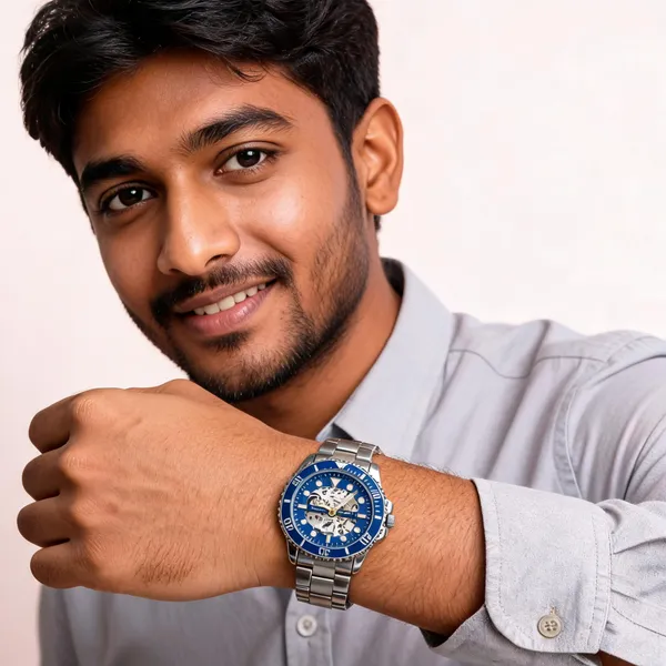 Silver_Stainless_Steel_Blue_Dial_Blue_Bezel_Quartz_Analog_Watch_For_Men