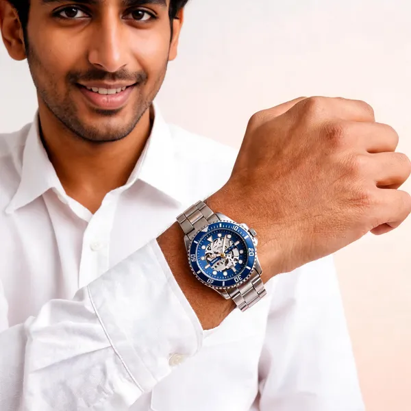 Silver_Stainless_Steel_Blue_Dial_Blue_Bezel_Quartz_Analog_Watch_For_Men