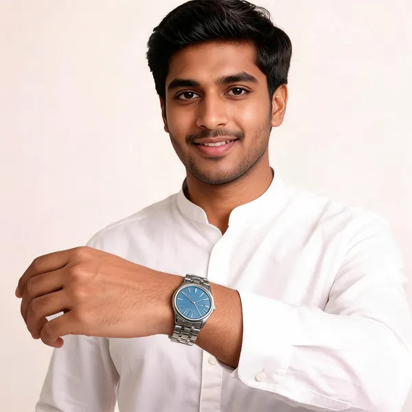 Silver_Stainless_Steel_Blue_Radial_Dial_Metal_Bracelet_Analog_Watch_For_Men