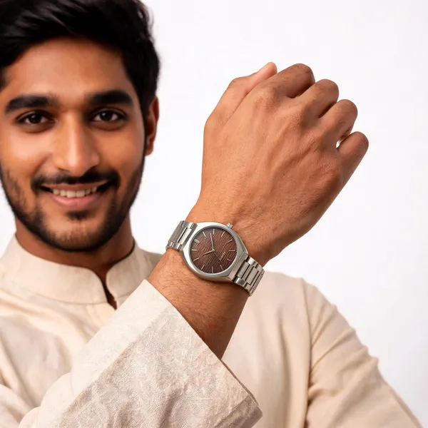 Silver_Stainless_Steel_Brown_Dial_Metal_Bracelet_Quartz_Watch_For_Men