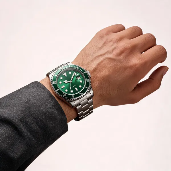 Silver_Stainless_Steel_Green_Dial_Analog_Quartz_Watch_For_Men