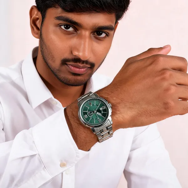 Silver_Stainless_Steel_Green_Dial_Analog_Watch_For_Men