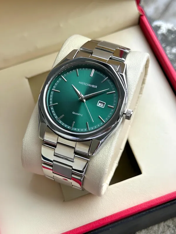 Silver_Tone_Green_Dial_Analog_Watch_for_Adults