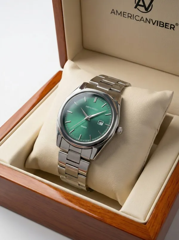 Silver_Tone_Green_Dial_Analog_Watch_for_Adults