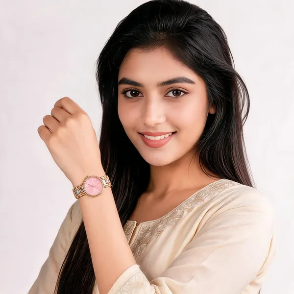Gold_Pink_Stainless_Steel_Bracelet_Analog_Watch_For_Women