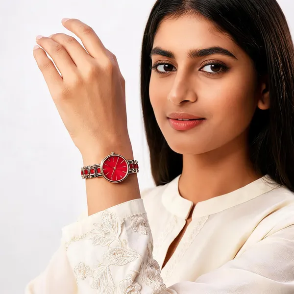 Red_Stainless_Steel_Bracelet_Analog_Watch_For_Women