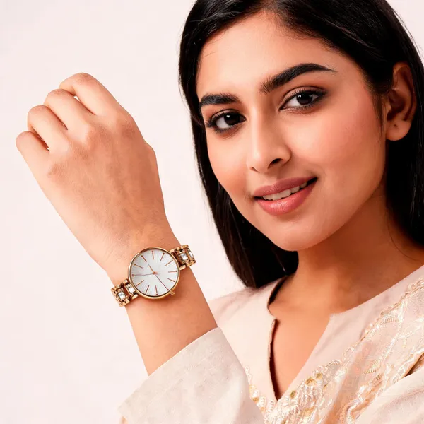Gold_Stainless_Steel_White_Dial_Analog_Bracelet_Watch_For_Women