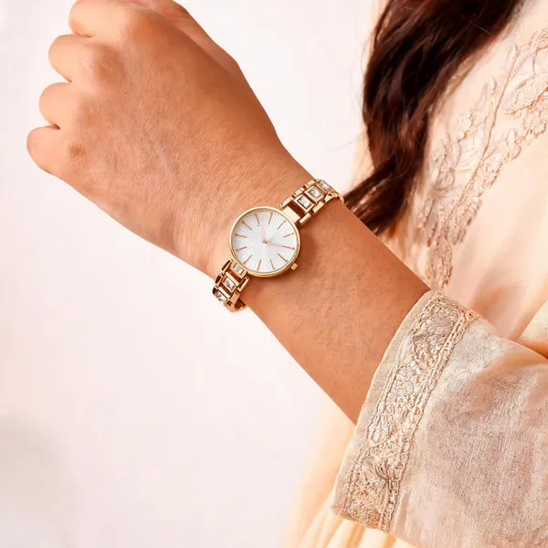 Gold_Stainless_Steel_White_Dial_Analog_Bracelet_Watch_For_Women
