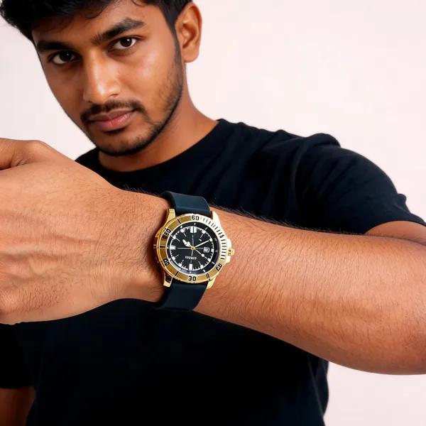 Black_Silicone_Gold_Tone_Analog_Quartz_Watch_For_Men